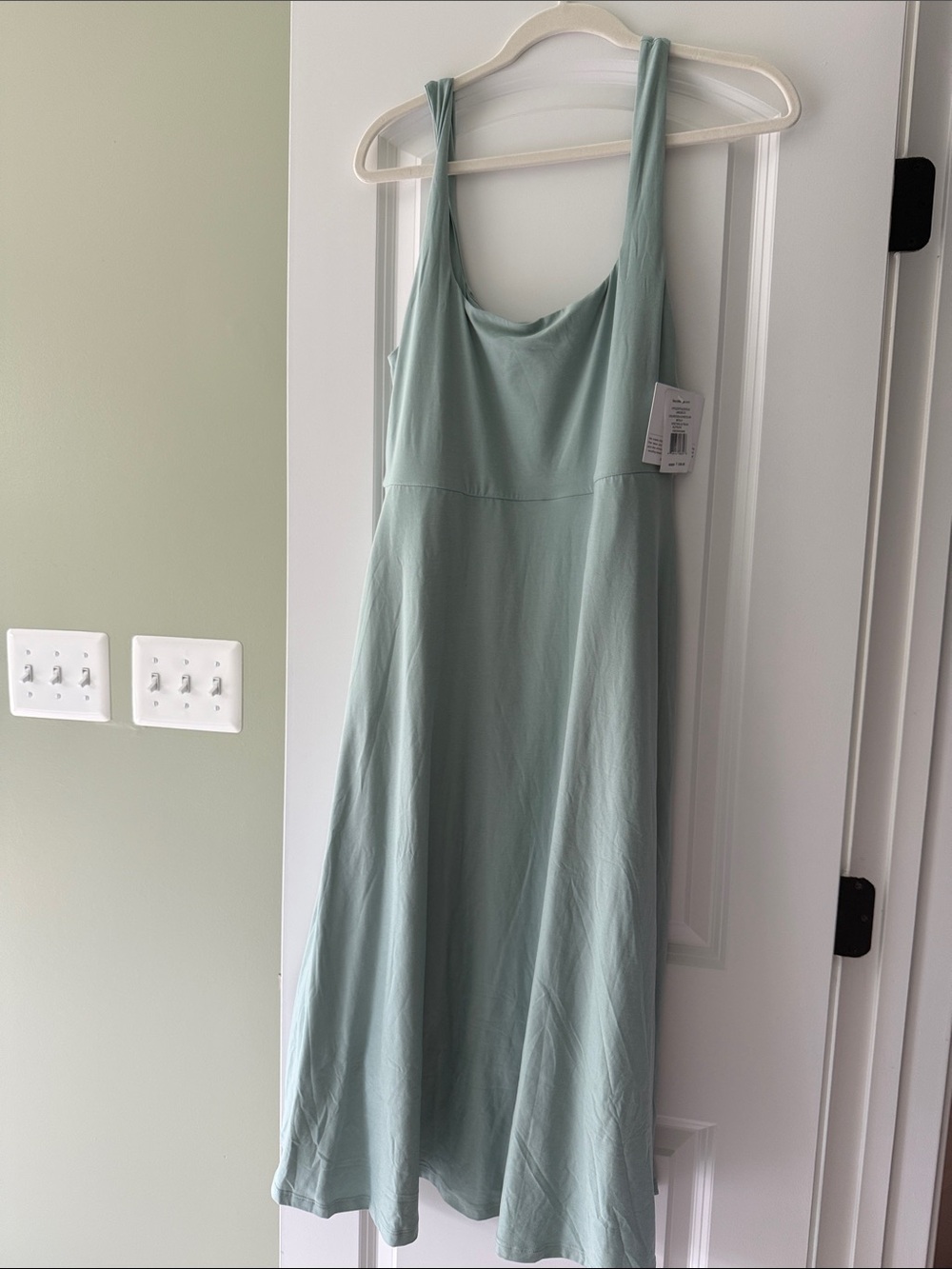 Beyond Yoga Featherweight Square Neck Midi Dress - Minty Slate Heather XL NWT